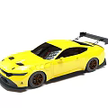 Yellow Sports Car With Black Rear Spoiler And Dark Alloy Wheels