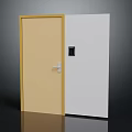 High Quality Door Hardware With Electronic Lock On Modern White Panel Yellow Frame Door 3d model