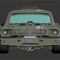 Light Green Vintage Modified Car With Exposed Engine White Stripes And Large Wheels