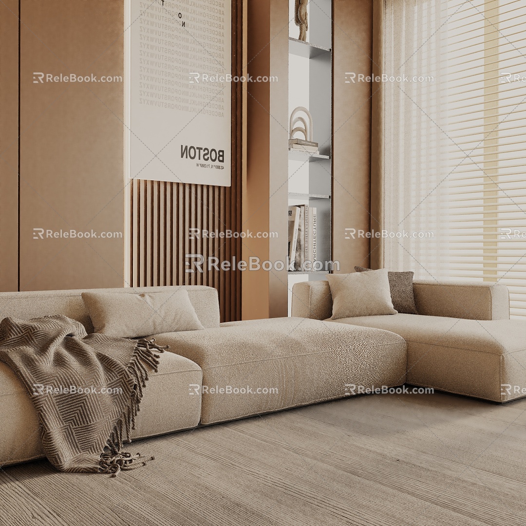 Three-seat sofa 3d model