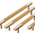 Golden Metal Door Handles With Modern Textured Design And Various Sizes