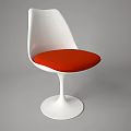 Modern White Chair and Table Set with Red Cushions and Pedestal Base