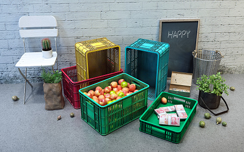 Modern Storage Basket Fruit Stall 3d model