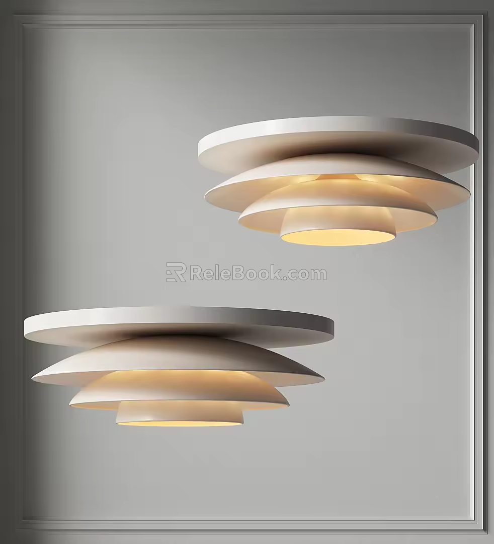 Ceiling lamp cream wind ceiling lamp simple multi-layer art ceiling lamp bedroom balcony ceiling lamp guest restaurant ceiling lamp 3d model