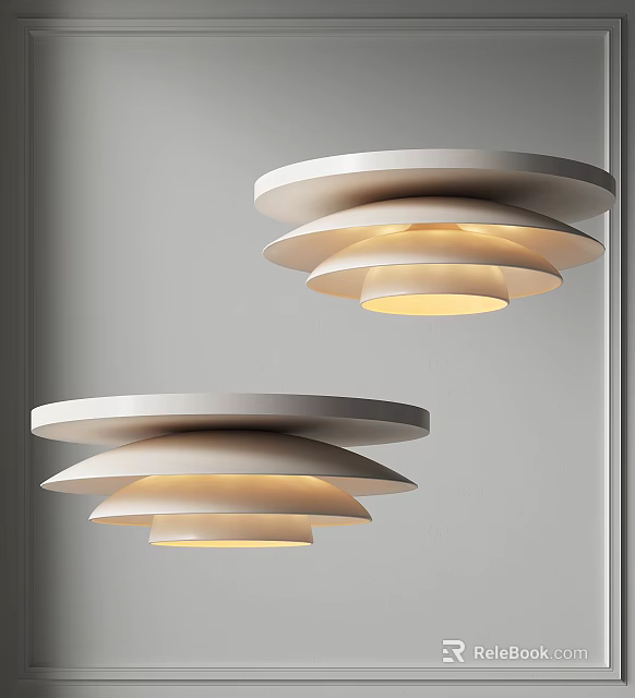 Modern Layered Ceiling Lights With Warm Glow And Contemporary Design For Home Interiors 3d model 