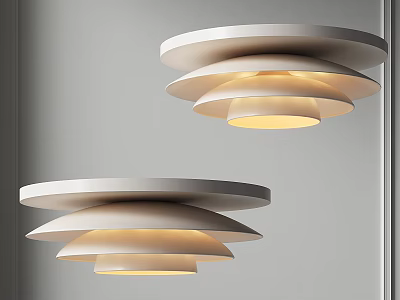 Modern Layered Ceiling Lights With Warm Glow And Contemporary Design For Home Interiors 3d model