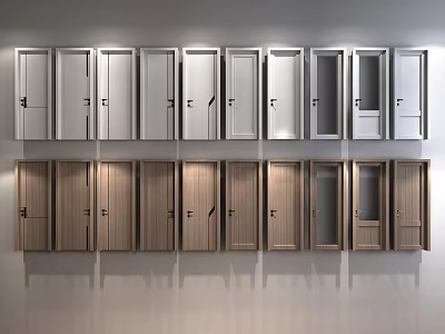 Contemporary Hinged Doors Display With White And Wooden Styles For Interior Design 3d model