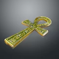 Vintage Golden Ankh Fashion Accessory Pendant With Intricate Symbols For Clothing