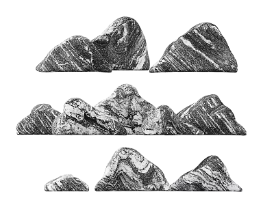 Striped Rockery Stones with Various Sizes Shapes and Natural Texture for Garden Landscape Design 3d model