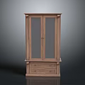 Classic Wooden Display Cabinet With Glass Doors And Bottom Drawer Storage Design