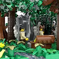 Building Blocks Constructed Forest Scene With Green Trees Gray Rocks Colorful Flowers Vines And Grass