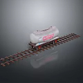Detailed Model Tank Car Positioned On Railway Track With Metal Structure