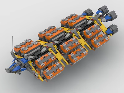Building Blocks Mechanical Structure Featuring Orange Black Yellow Blue Modules and Interconnected Design 3d model