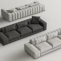 Modern Multi-seater Sofa with Tufted Design in Gray and Beige for Living Room