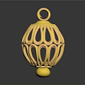 Elegant Gold Jewelry Pendant With Intricate Hollow Design Ornate Patterns And Shiny Decorative Loop