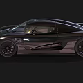 Black High Performance Supercar with Sleek Aerodynamic Body Shiny Exterior and Rear Spoiler