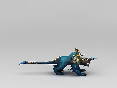 Blue And Gold Decorative Lockers With Monster Shaped Design And Spiked Details 3d model