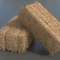 Two Natural Hay Bales With Handmade Fiber Texture Placed on Gray Background