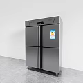 Stainless Steel Multi Door Refrigerator Freezer With Digital Display And Energy Label In Minimalist Interior