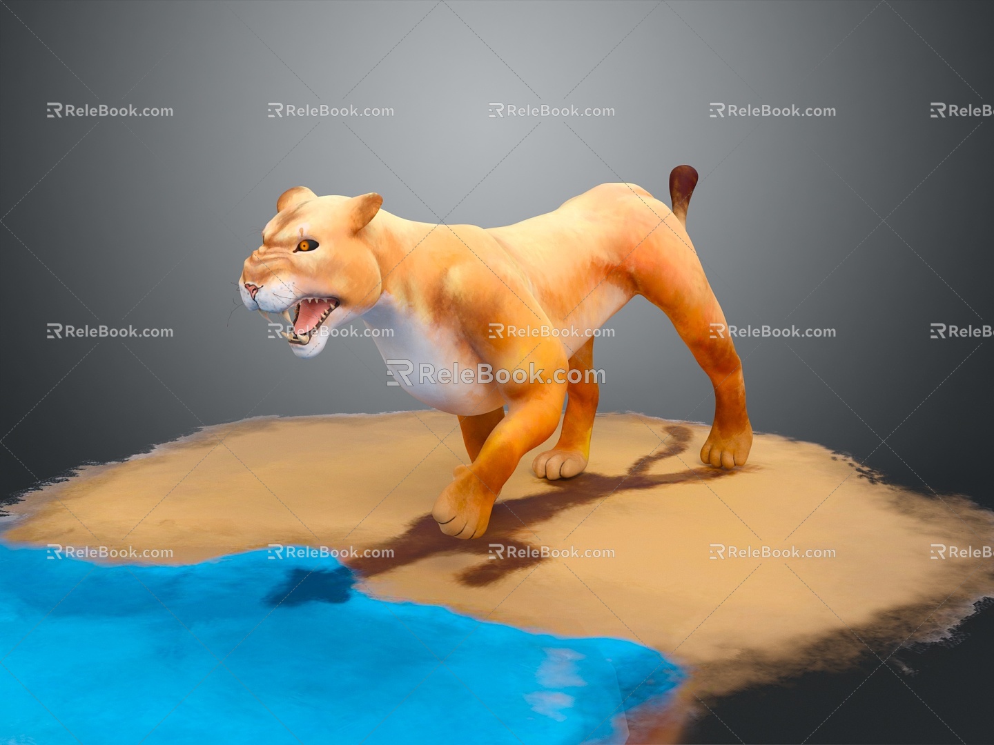 Modern lioness lion 3d model