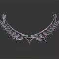 Pink And Blue Decorative Ornament Set With Modern Artistic Spiked Wings And Central Pearl Accent