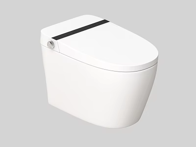 White Modern Toilet with Sleek Design and Black Stripe on Top for Contemporary Bathrooms 3d model