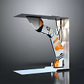 Modern Kitchen Structural Component With Orange Details And Metal Framing Design 3d model