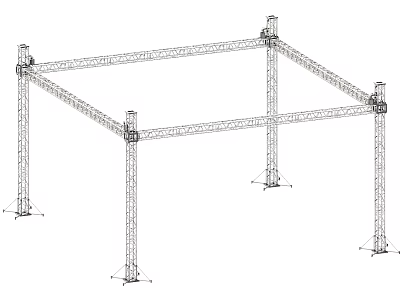 Industrial Equipment Metal Frame Structure with Support Beams and Heavy Duty Poles 3d model