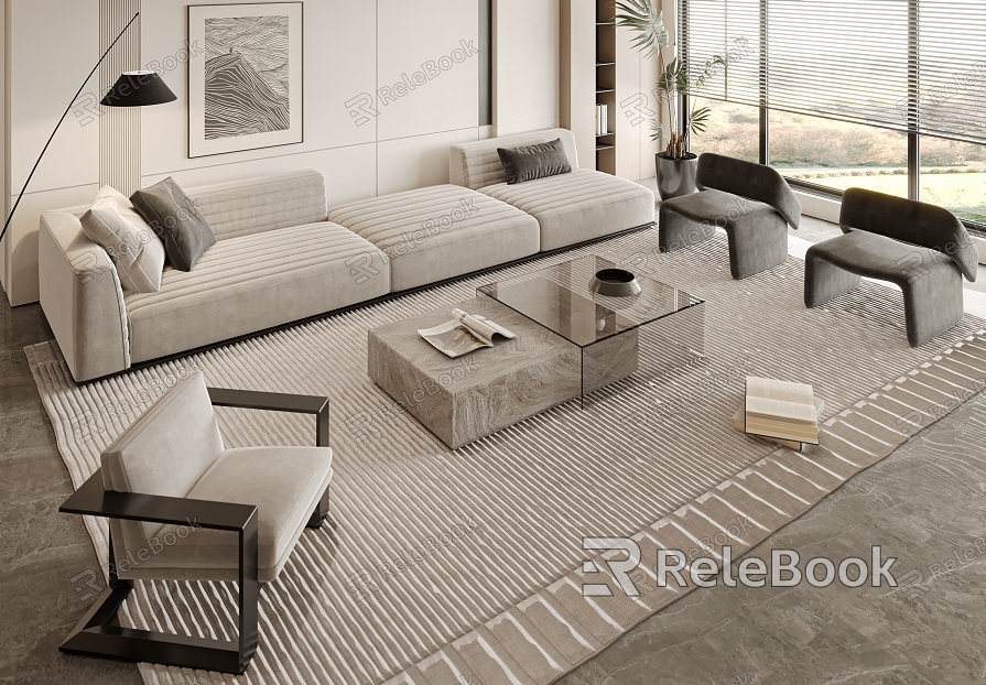 Modern sofa coffee table combination model