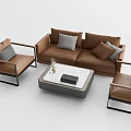 Modern Leather Sofa And Coffee Table Set With Armchairs And Marble Top