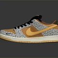 Stylish Casual Sneakers with Orange Green Black Color Block Leopard Print Pattern and Nike Logo