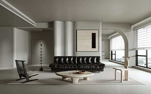 Minimalist Living Room Living Room Large Flat Floor 3d model
