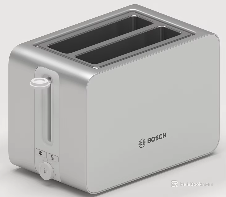 Modern BOSCH Silver Two Slice Toaster Kitchen Appliance With Sleek Design 3d model 