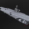 Modern Military Aircraft Carrier With Flight Deck And Navigation Systems