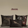 Artistic Decorative Pillows Featuring Mountain River Bird And Floral Patterns On Quality Material 3d model