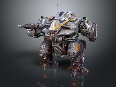 Smart Machine With Mechanical Arms Weapon Systems Futuristic Armor And Combat Design 3d model