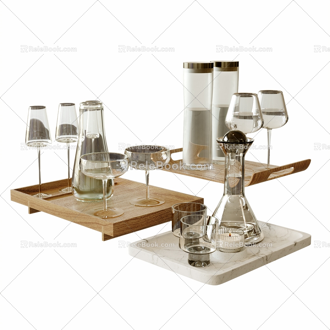 Modern Cup Ornaments Modern Kitchen Supplies Water Cup Glass Cup Tea Cup Cup Plate 3d model