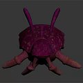 Vibrant Pink Beetle With Shiny Purple And Gold Spots On Body And Long Antennae