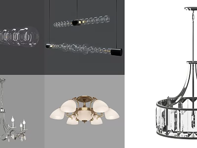 Various Modern Chandeliers With Glass Elements And Stylish Design Features 3d model