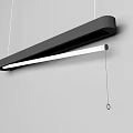 Modern Minimalist Linear Chandelier with Suspended Metal Frame and White LED Light