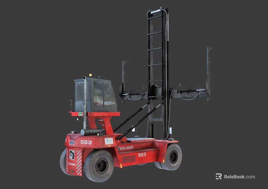 Yale S153 Red Forklift with High Mast Forks and Operator Cab 3d model 