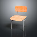Modern Simple Wooden Chair With Light Brown Seat Backrest And Silver Metal Frame