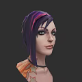 Woman With Purple And Black Hair Blue Eyes Star Tattoos And Choker Necklace
