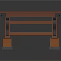 Classic Wooden Table With Orange Tabletop And Intricate Lattice Leg Design