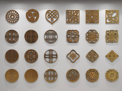 Decorative Wooden Carved Windows With Various Intricate Patterns And Classic Artistic Designs 3d model