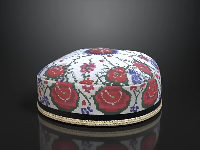 Sofa Coffee Table Set Featuring Round Floral Pattern White Base Red Pink Blue Flowers 3d model