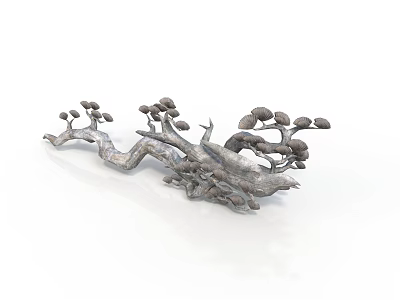 Silver Metal Decorative Equipment With Curved Branch Shape And Pinecone Ornaments Natural Design 3d model