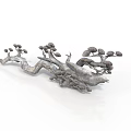 Silver Metal Decorative Equipment With Curved Branch Shape And Pinecone Ornaments Natural Design