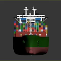 Large Commercial Container Ship With Colorful Cargo Containers Green Hull And Red Bow