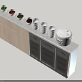 Modern Kitchen With Light Colored Cabinets Gray Countertop Bowls And Rice Cooker